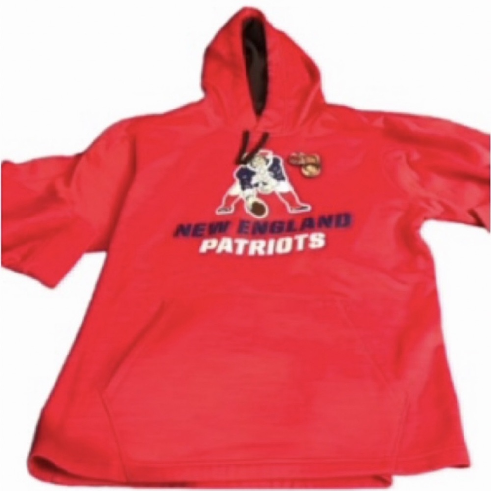 NFL New England Patriots size XL red hooded sweatshirt OG graphics GO PATRIOTS!
